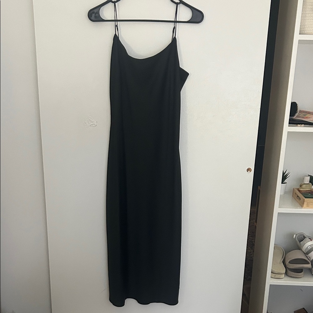 J. Crew NWT Black Midi Slip Dress with Spaghetti Straps